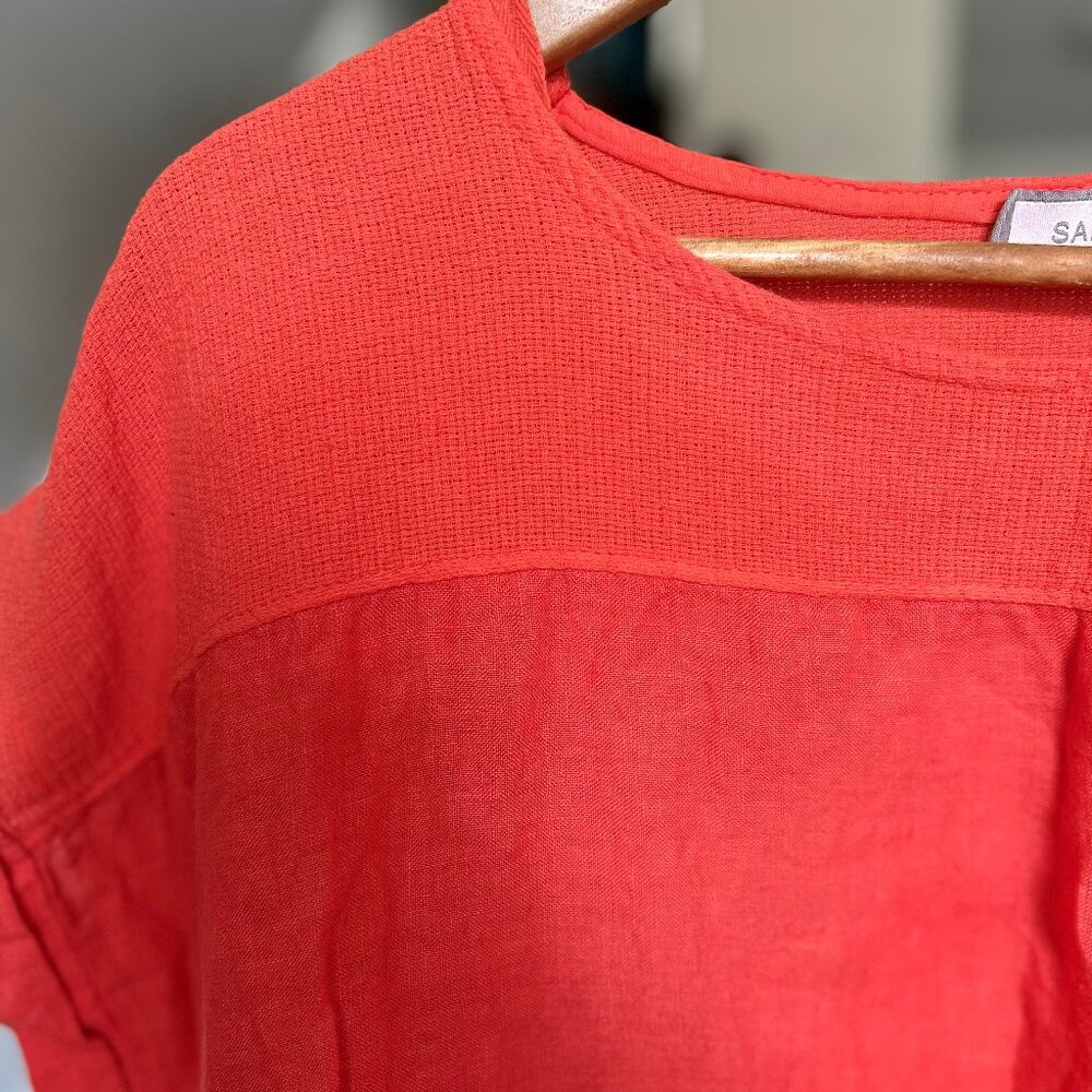 SAIPH 100% Italian Linen Dolman Sleeve Tunic Top Lagenlook Poppy Runs Like Sz 1X - Picture 5 of 10